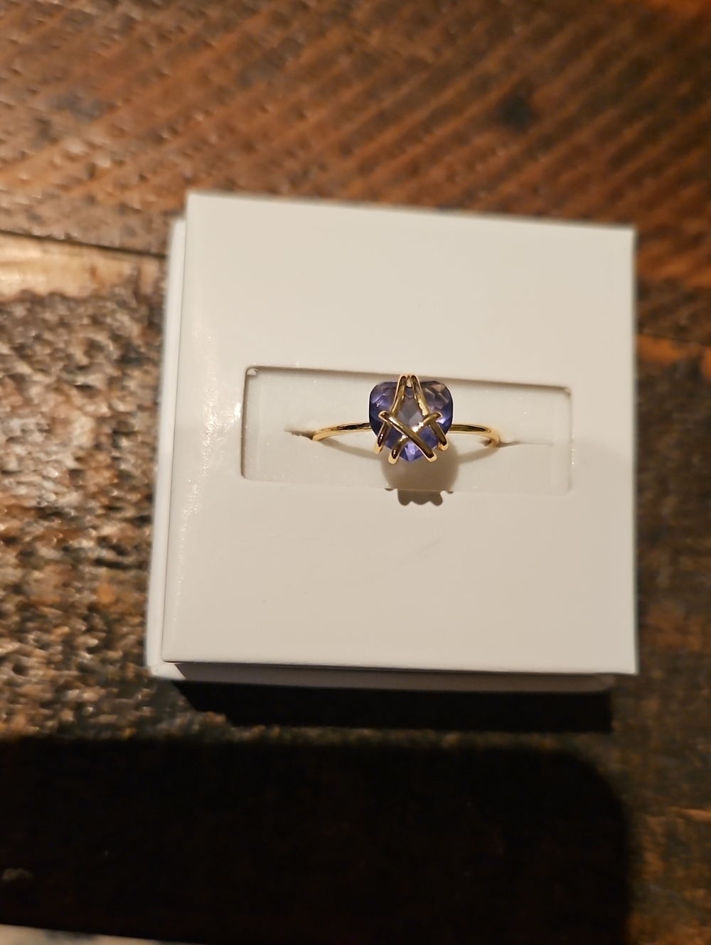 Gold tone  Ring with Purple Heart Gemstone